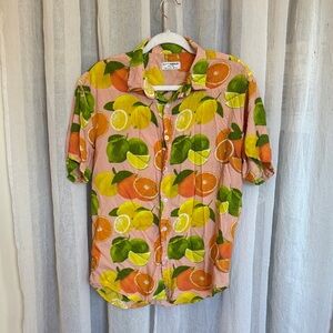 Citrus Print Button Down Shirt - Oranges, Lemons, & Limes
